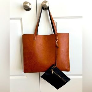 NWOT Reversible Camel/Black Tote